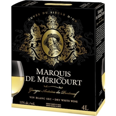 Marquis De Mericourt Vin blanc sec Marquis de Méricourt (Pièce d’identité requise au moment du ramassage) 4 l, 0,95 $/100ml