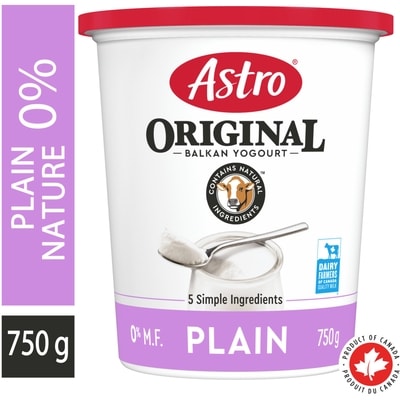 Astro Yogourt Nature Sans Gras 0 % Original De Type Balkan 750 g, 0,53 $/100g