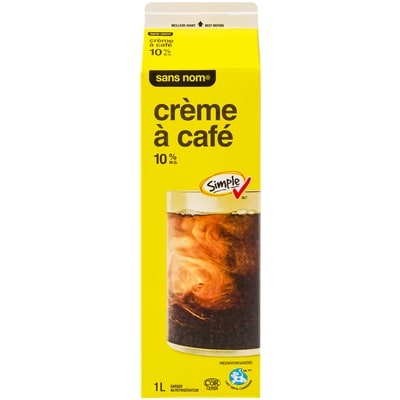 Sans Nom Crème à café 10 % M.G. 1 l, 0,48 $/100ml