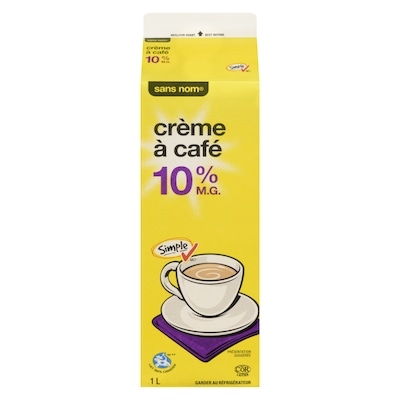 Sans Nom Crème à café 10 % M.G. 1 l, 0,51 $/100ml
