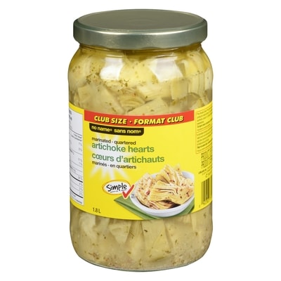 Sans Nom Cœurs d’artichauts marinés en quartiers 1.8 l, 0,92 $/100ml