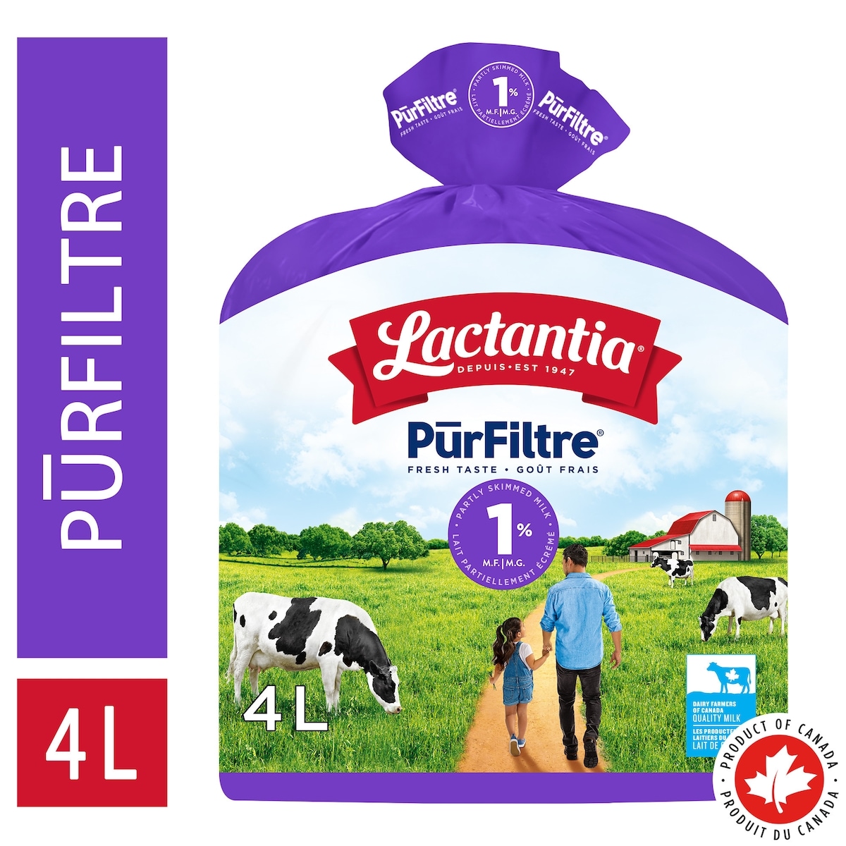 Purefilter Purfiltre. lait partiellement écrémé 1 % 4 l, 0,21 $/100ml