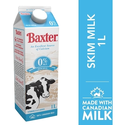Baxter Skim Milk 1 l, $0.26/100ml