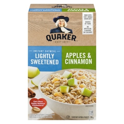 Quaker Instant Oatmeal, Lightly Sweetened - Apples & Cinnamon 288 g, $1.73/100g