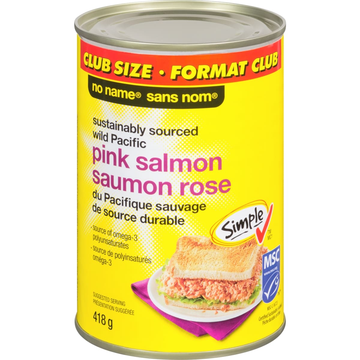 Sans Nom Saumon rose du Pacifique sauvage de source durable 418 g, 1,56 $/100g