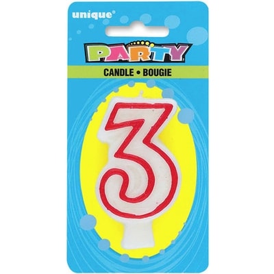 Unique Number 3 Deluxe Birthday Candle 1 ea, $1.00/1ea