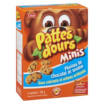 Biscuits Pattes d’ours Minis Pépites de chocolat et avoine