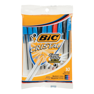 BIC Assortiment de stylos bâtonnets en cristal 10x10.0 ea, 0,30 $/1ch