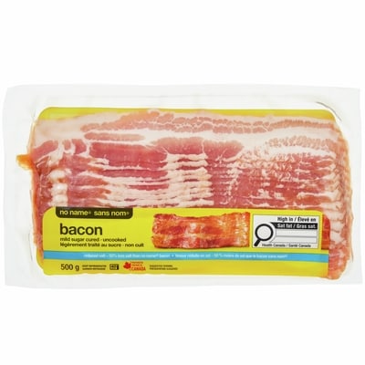 No Name Bacon, Mild Sugar Cured with Reduced Salt, Uncooked 500 g, $1.50/100g