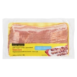 Sans Nom Bacon 50% moins de sel légèrement traité au sucre 500 g, 1,20 $/100g