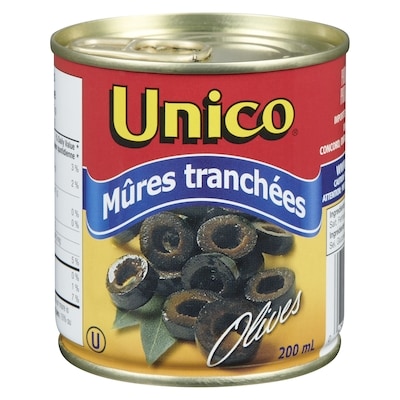 Unico Olives noires mûres tranchées 200 ml, 1,15 $/100ml