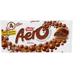 Nestlé Aero Milk Chocolate Bar 4x42.0 g, $3.27/100g
