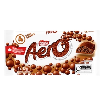 Nestlé Aero Barre De Chocolat Lait 4x42.0 g, 4,46 $/100g