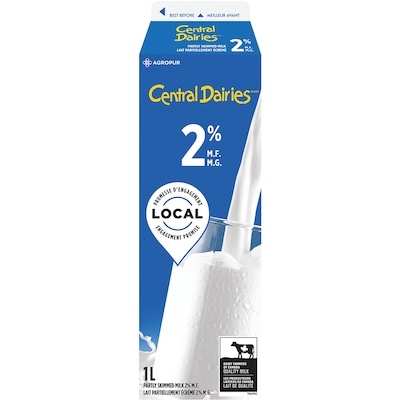 Central Dairies 2% Milk 1 l, $0.35/100ml