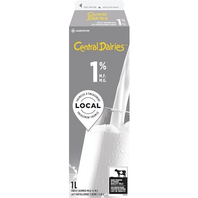 Central Dairies 1% Milk 1 l, $0.35/100ml