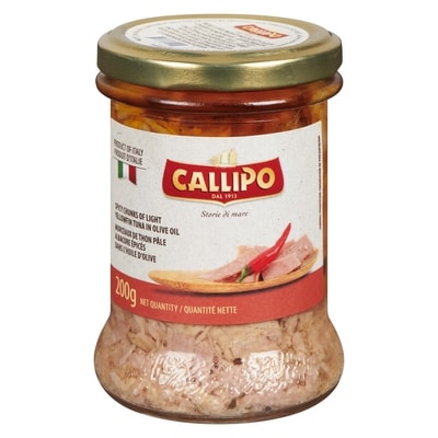 Callipo Chunk Light Yellowfin Tuna in Olive Oil, Spicy 200 g, $3.75/100g