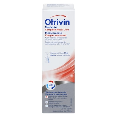Otrivin Décongestionnant nasal en vaporisateur complet Rhume et allergies 20 ml, 72,45 $/100ml