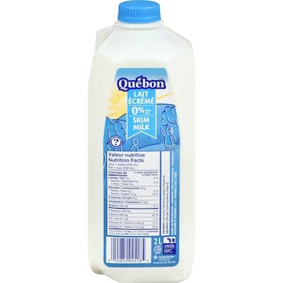 QUEBON 0% Fat Free Skim Milk (2L) 2 l, $0.21/100ml