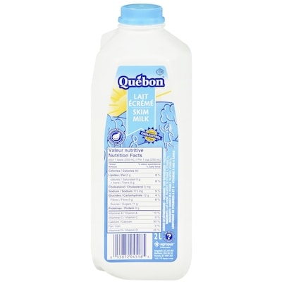 QUÉBON Lait 0% sans gras écrémé (2L) 2 l, 0,21 $/100ml