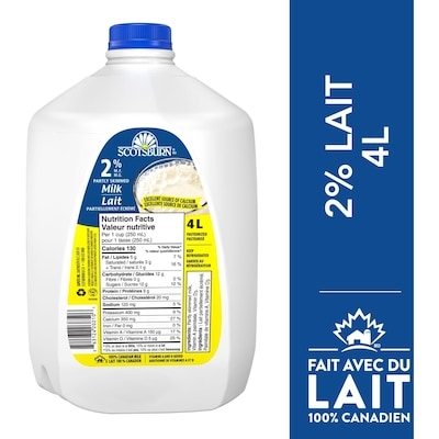 Scotsburn Lait partiellement écrémé 2 % 4 l, 0,18 $/100ml