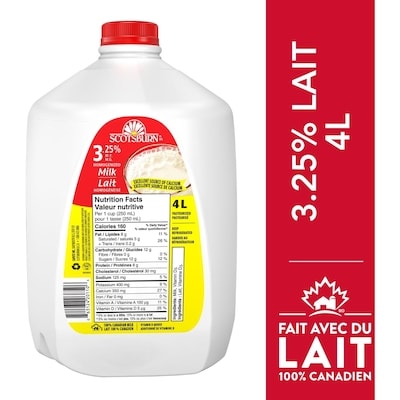 Scotsburn Lait homogénéisé 3,25 % 4 l, 0,18 $/100ml