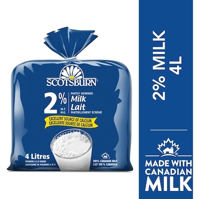 Scotsburn 2% Partly Skimmed Milk 4 l, $0.18/100ml