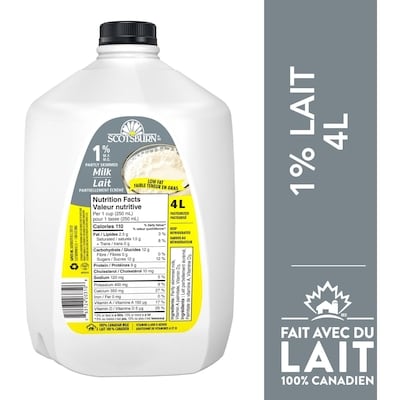Scotsburn Lait partiellement écrémé 1 % 4 l, 0,18 $/100ml