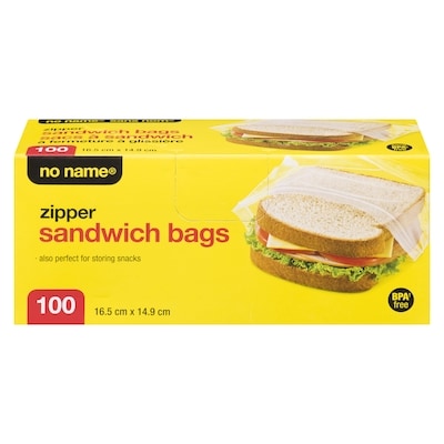 No Name Resealable Sandwich Bags 100 ea, $0.04/1ea
