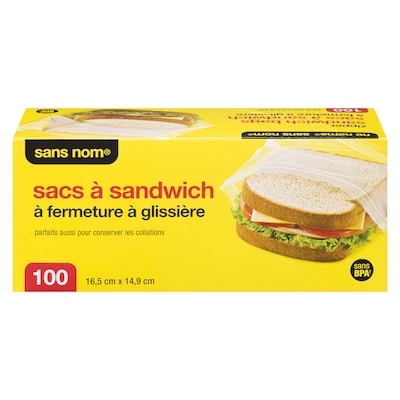Sans Nom Sacs à sandwich avec fermeture à glissière 100 ea, 0,04 $/1ch
