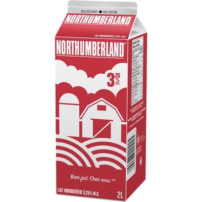 Northumberland Lait homogénéisé 3.25% 2 l, 0,24 $/100ml