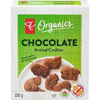 PC Organics Organics Chocolate Animal Cookies 250 g, $1.80/100g