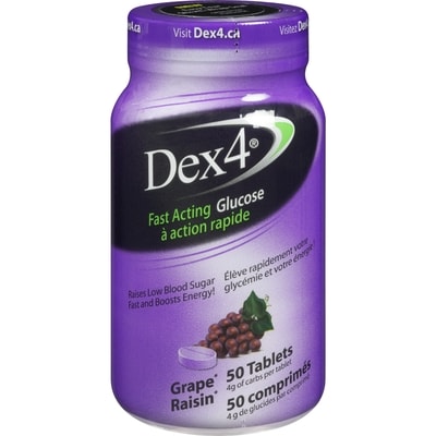 Dex4 Comprimés de glucose Dex4 raisin 50 ea, 0,24 $/1ch