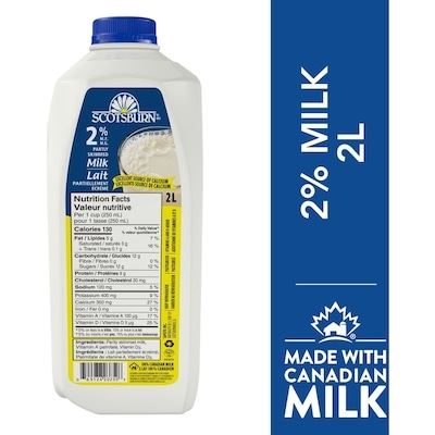 Scotsburn 2% Partly Skimmed Milk 2 l, $0.23/100ml