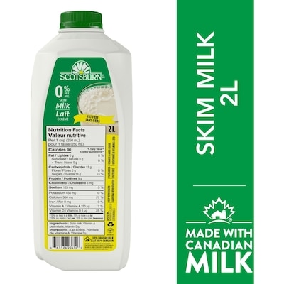 Scotsburn Skim Milk 2 l, $0.23/100ml