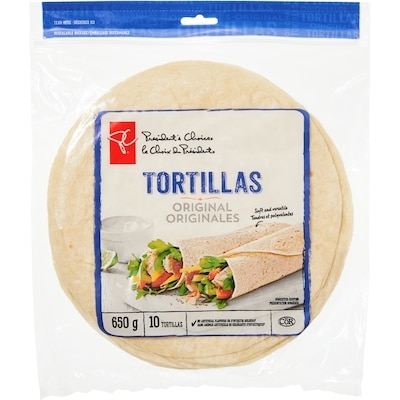 President's Choice Original Tortillas 650 g, $0.38/100g