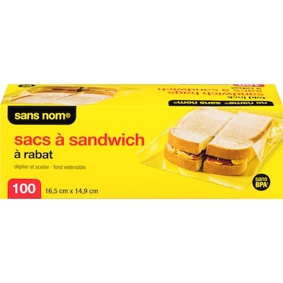 Sans Nom Sacs à sandwich à rabat 100 ea, 0,03 $/1ch