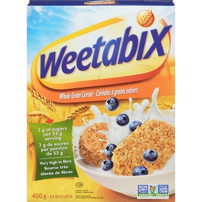 Weetabix Céréales Weetabix à grains entiers 400 g, 1,50 $/100g