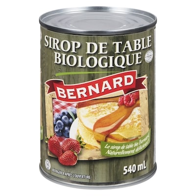 Bernard Sirop certifié biologique 540 ml, 0,93 $/100ml