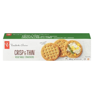 President's Choice Crisp & Thin Vegetable Crackers 225 g, $1.33/100g