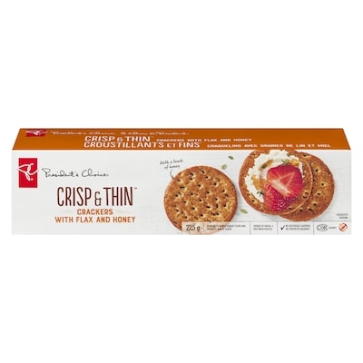 President's Choice Crisp & Thin Crackers with Flax & Honey 225 g, $1.33/100g