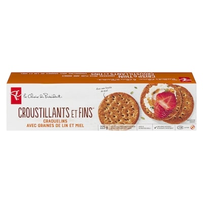 le Choix du Président Craquelins croustillants et fins avec graines de lin et miel 225 g, 1,46 $/100g