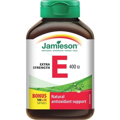 Jamieson Vitamin E 400 IU/268 mg AT 120 ea, $0.20/1ea