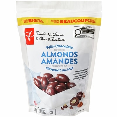 President's Choice Milk Chocolate Covered Almonds 1.1 kg, $1.82/100g