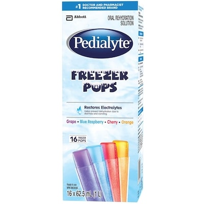 Pedialyte Electrolyte Popsicles For Adults & Kids, Variety Pack 16x62.5 ml, $1.30/100ml