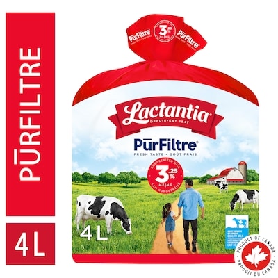 Lactantia Purfiltre. lait entier 3.25 % 4 l, 0,22 $/100ml