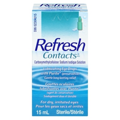 Refresh Gouttes oculaires lubrifiantes pour verres de contact avec Purite 15 ml, 64,80 $/100ml