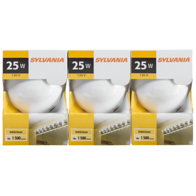 Sylvania Ampoules G25 de 25 W, blanches 3 ea, 2,17 $/1ch