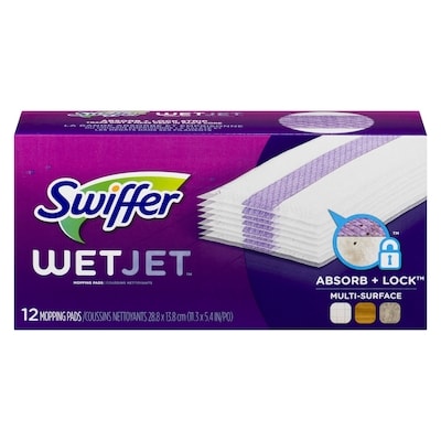 Swiffer WetJet Hardwood Floor Cleaner, Spray Mop Pad Refill, Multi Surface, 12 Count 12 ea, $1.12/1ea