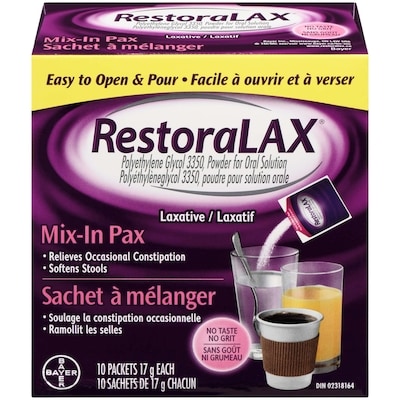 Restoralax Powder Laxative, Effective Relief, No Taste, No Grit 10 ea, $1.80/1ea