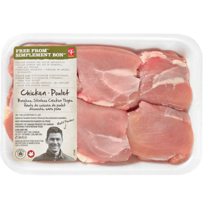 le Choix du Président Simplement Bon Hauts de cuisses de poulet refroidi à l’air sans peau 24,23 $/1kg 10,99 $/1lb